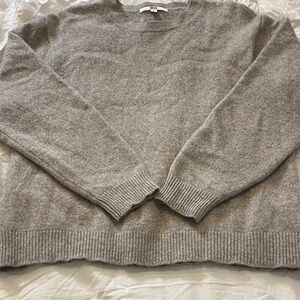 Classic Thick Gray V Neck Knit Wool  Sweater